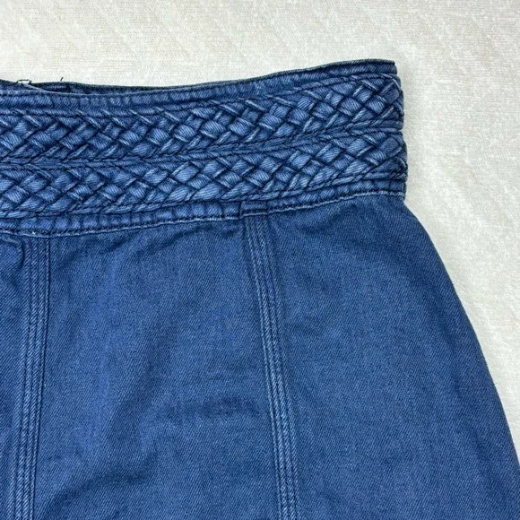 Free People High Waist Denim Braided Baby Mini Skirt - Picture 11 of 15